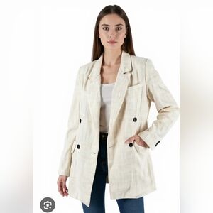 HYFVE Cream Double-Breasted Blazer New In Poly Bag Medium PTP 19